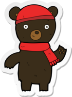 sticker van een cartoon die met zwarte beer zwaait png