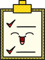 comic book style cartoon of a check list png