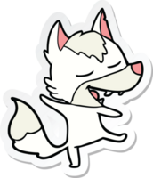 sticker of a cartoon wolf laughing png