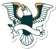 tattoo style sticker with banner of an american eagle png