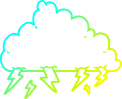 cold gradient line drawing of a cartoon thundercloud png