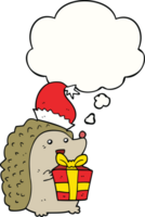 Karikatur Igel tragen Weihnachten Hut mit habe gedacht Blase png