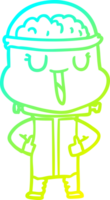 cold gradient line drawing of a happy cartoon robot png