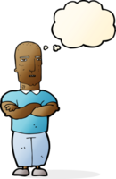 cartoon annoyed bald man with thought bubble png