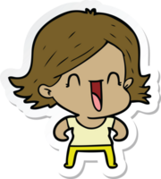 sticker of a cartoon happy woman png