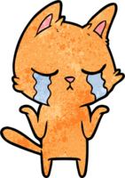 gato de desenho animado chorando encolhendo os ombros png