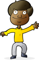 cartoon happy man waving png