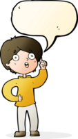 cartoon boy with idea with speech bubble png