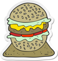 sticker van een tekenfilm smakelijk hamburger png