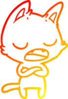 warm gradient line drawing of a talking cat with crossed arms png