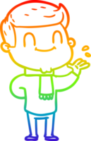 rainbow gradient line drawing of a cartoon friendly man png