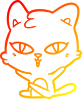 warm gradient line drawing of a cartoon cat png