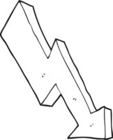 hand drawn black and white cartoon arrow down trend png