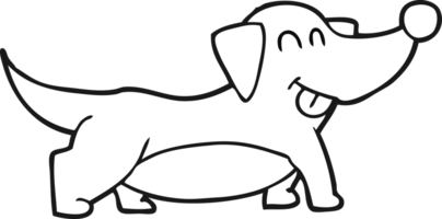 hand drawn black and white cartoon happy little dog png