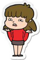 sticker of a cartoon worried woman png