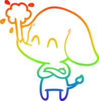 regenboog helling lijn tekening van een schattig tekenfilm olifant spuiten water png