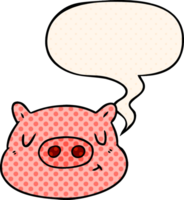 cartoon pig face with speech bubble in comic book style png