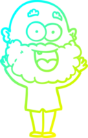 cold gradient line drawing of a cartoon crazy happy man with beard png