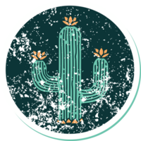 iconic distressed sticker tattoo style image of a cactus png