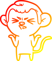 warm gradient line drawing of a cartoon annoyed monkey png