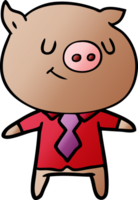 happy cartoon smart pig png