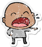 distressed sticker of a cartoon shouting bald man png