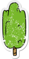 mano disegnato afflitto etichetta cartone animato scarabocchio singolo verde albero png