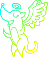 cold gradient line drawing of a cartoon angel dog png