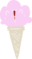 helado de dibujos animados de estilo de color plano con cara png