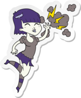 sticker of a cartoon vampire girl flying png