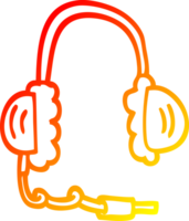 warm gradient line drawing of a cartoon head phones png