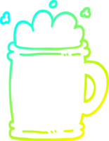 cold gradient line drawing of a cartoon beer tankard png