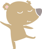 happy flat color style cartoon bear dancing png