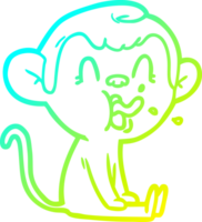 frío degradado línea dibujo de un loco dibujos animados mono sentado png