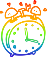 rainbow gradient line drawing of a cartoon alram clock png