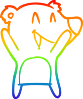 rainbow gradient line drawing of a laughing polar bear cartoon png