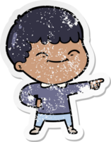 distressed sticker of a cartoon happy boy png