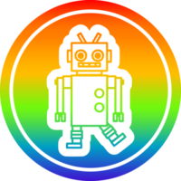dansen robot circulaire icoon met regenboog helling af hebben png