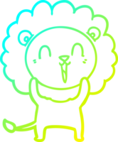 cold gradient line drawing of a laughing lion cartoon png