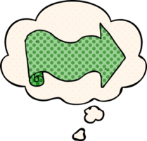 cartoon arrow with thought bubble in comic book style png