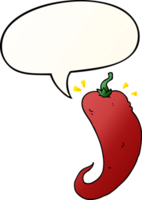 cartoon chili pepper with speech bubble in smooth gradient style png