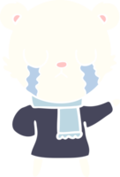 desenho de estilo de cor plana de urso polar chorando png