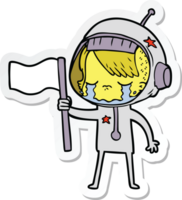 sticker of a cartoon crying astronaut girl png