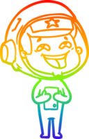 rainbow gradient line drawing of a cartoon laughing astronaut png