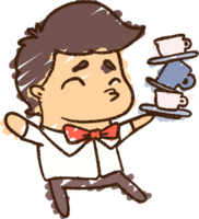 Waiter Chalk Drawing png