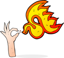 caricatura, mano, y, fuego, símbolo png