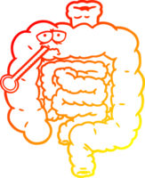 warm gradient line drawing of a cartoon unhealthy intestines png
