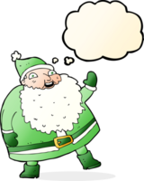 funny waving santa claus cartoon with thought bubble png