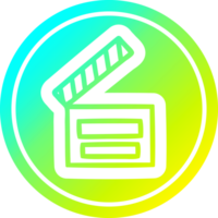 movie clapper board circular icon with cool gradient finish png