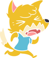 angry flat color style cartoon fox running png